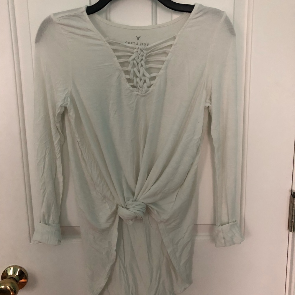 Lace up white legging top